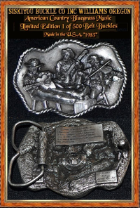 Siskiyu Buckel Company Inc. Williams Oregon 1983 Blue Grass Music Belt Buckle Siskiyu Buckel Company Inc. Williams Oregon 1983 Blue Grass Music Belt Buckle