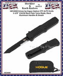 HK Knives by Hogue HK54000 Hadron 3-3/4" 154CM Black Combo Tanto Blade, Black Aluminum Handled OTF Automatic Pocket Knife 