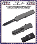 HK Knives by Hogue HK54002 HK Knives by Hogue Hadron OTF AUTO Knife 3.375" 154CM Black Combo Tanto Blade, Gray Aluminum Handles 
