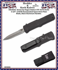 HK Knives by Hogue HK54026 HK Hadron OTF AUTO Knife 3.375" 154CM Stonewashed Spear Point Point Blade, Black Aluminum Handles HK Knives by Hogue HK54026 HK Hadron OTF AUTO Knife 3.375" 154CM Stonewashed Spear Point Point Blade, Black Aluminum Handles