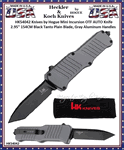 HK Knives by Hogue HK54042 Hogue Mini Incursion OTF Automatic 3" Black Plain Tanto Blade Gray Aluminum Handled Knife & Pouch