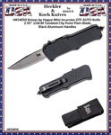 HK Knives by Hogue HK54050 Hogue Mini Incursion OTF Automatic 3" Plain Stonewashed Clip Point Blade Black Aluminum Handled Knife & Pouch