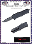 HK Knives by Hogue HK54056 Hogue Mini Incursion OTF Automatic 3" Black 154CM Clip Point Plain Blade, Black Aluminum Handled Knife & Pouch
