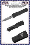 HK Knives by Hogue HK54090 HK Incursion OTF AUTO Knife 3.9" 154CM Stonewashed Spear Point Blade, Black Aluminum Handles  