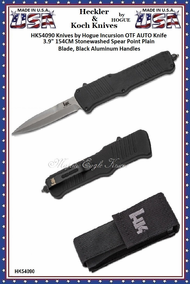 HK Knives by Hogue HK54090 HK Incursion OTF AUTO Knife 3.9" 154CM Stonewashed Spear Point Blade, Black Aluminum Handles HK Knives by Hogue HK54090 HK Incursion OTF AUTO Knife 3.9" 154CM Stonewashed Spear Point Blade, Black Aluminum Handles