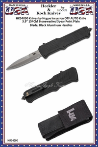HK Knives by Hogue HK54090 HK Incursion OTF AUTO Knife 3.9" 154CM Stonewashed Spear Point Blade, Black Aluminum Handles HK Knives by Hogue HK54090 HK Incursion OTF AUTO Knife 3.9" 154CM Stonewashed Spear Point Blade, Black Aluminum Handles