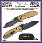 HK Knives by Hogue HK54153 Exemplar Folding Knife 3.25" 154CM Black Combo Clip Point Blade, FDE Brown G10 Handles