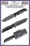 HK Knives by Hogue HK55240 Fray Fixed Blade Knife 4.2" 154CM Black Tanto Blade, Black Rubber Handles (Paracord Included), Zytel Sheath 