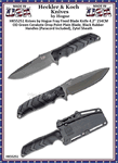 HK Knives by Hogue HK55251 Fray Fixed Blade Knife 4.2" 154CM OD Green Cerakote Drop Point Blade, Black Rubber Handles (Paracord Included), Zytel Sheath 