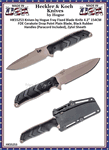 HK Knives by Hogue HK55253 Fray Fixed Blade Knife 4.2" 154CM FDE Cerakote Drop Point Blade, Black Rubber Handles (Paracord Included), Zytel Sheath  
