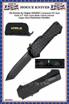 HO Knives by Hogue HO34021 Compound OTF Auto Knife 3.5" Plain Tanto Blade Tritium Infused Trigger Black Aluminum Handles 