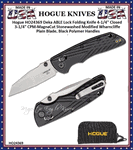 Hogue HO24369 Deka ABLE Lock Folding Knife 4-1/4" Closed 3-1/4" CPM-MagnaCut Stonewashed Modified Wharncliffe Plain Blade, Black Polymer Handles 