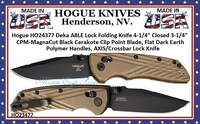Hogue HO24377 Deka ABLE Lock Folding Knife 4-1/4" Closed 3-1/4" CPM-MagnaCut Black Cerakote Clip Point Blade, Flat Dark Earth Polymer Handles, AXIS/Crossbar Lock Knife Hogue HO24377 Deka ABLE Lock Folding Knife 4-1/4" Closed 3-1/4" CPM-MagnaCut Black Cerakote Clip Point Blade, Flat Dark Earth Polymer Handles, AXIS/Crossbar Lock Knife