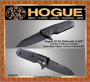 Hogue Knives 34239 Spear Point Blade Flipper Black Kote G10 Frame G-Mascus Knife