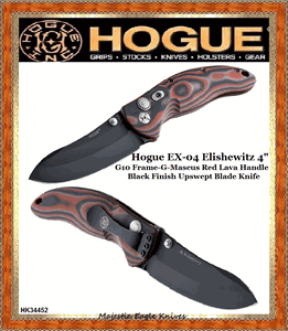 Hogue Knives HK34452 EX-04 Upswept Blade Black Finish G-10 Frame G-Mascus Knife