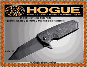Hogue Knives HK34229 Flipper Black Kote G-10 Frame G-Mascus Handle Knife
