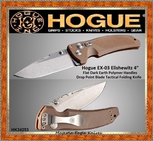 Hogue Knives HK34353 Drop Point Blade Tumble Finish Polymer/Matte Brown Knife Hogue Knives HK34353 Drop Point Blade Tumble Finish Polymer/Matte Brown Knife