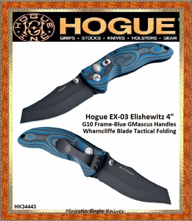 Hogue Knives HK34443 Elishewitz G-10 Frame-G-Mascus Blue Lava Handle Wharncliffe Blade Knife