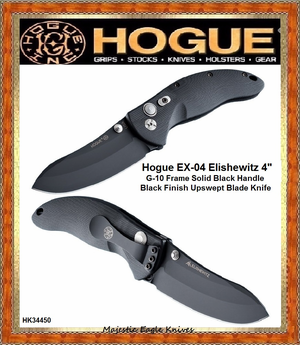 Hogue Knives HK34450 EX-04 Upswept Blade Black G-10 Frame Solid Black Knife