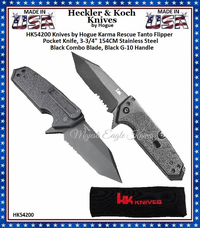 Hogue Knives HK54200 Knives by Hogue Karma Rescue Tanto Flipper Pocket Knife, 3-3/4" 154CM Stainless Steel Black Combo Blade, Black G-10 Handle Hogue Knives HK54200 Knives by Hogue Karma Rescue Tanto Flipper Pocket Knife, 3-3/4" 154CM Stainless Steel Black Combo Blade, Black G-10 Handle