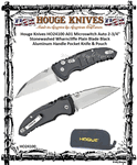 Hogue Knives HO24100 Hogue A01 Microswitch Automatic 2.625" Stonewash Wharncliffe Plain Blade Black Aluminum Handled Knife & Pouch