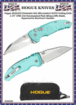 Hogue Knives HO24103 Hogue A01 Microswitch Automatic 2.625" Stonewash Wharncliffe Plain Blade Aqua Blue Anodized Aluminum Handled Knife & Pouch