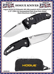 Hogue Knives HO24110 Hogue Elishewitz A01-Microswitch AUTO 2-3/4" 154CM Stonewashed Plain Drop Point Blade, Black Aluminum Handled Knife & Pouch