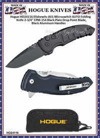 Hogue Knives HO24116 Elishewitz A01-Microswitch AUTO Folding Pocket Knife 2.75" CPM-154 Black Plain Drop Point Blade, Black Aluminum Handles Hogue Knives HO24116 Elishewitz A01-Microswitch AUTO Folding Pocket Knife 2.75" CPM-154 Black Plain Drop Point Blade, Black Aluminum Handles