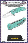 Hogue Knives HO24163 Elishewitz X1-Microflip Flipper Pocket Knife 2.75" CPM-154 Stonewashed Plain Wharncliffe Blade, Aquamarine Aluminum Handles 