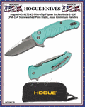 Hogue Knives HO24173 Hogue X1-Microflip Flipper 2-3/4" CPM-154 Stonewashed Blade, Aqua Aluminum Handled Pocket Knife & Pouch