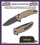 Hogue Knives HO24177 Hogue X1-Microflip Flipper 2-3/4" CPM-154 Black Cerakoted Blade, Flat Dark Earth Aluminum Handled Pocket Knife & Pouch