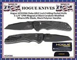 Hogue Knives HO24366 Hogue Deka ABLE Lock Folding Pocket Knife 3.25" CPM-MagnaCut Black Cerakote Modified Wharncliffe Blade, Black Polymer Handles 