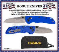Hogue Knives HO24363 Deka ABLE Lock Folding Pocket Knife 3.25" CPM-MagnaCut Stonewashed Modified Wharncliffe Plain Blade, Blue Polymer Handles Hogue Knives HO24363 Deka ABLE Lock Folding Pocket Knife 3.25" CPM-MagnaCut Stonewashed Modified Wharncliffe Plain Blade, Blue Polymer Handles