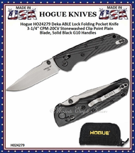 Hogue HO24279 Deka ABLE Lock Folding Knife 3.25" CPM-20CV Stonewashed Clip Point Blade, Solid Black G10 Handles Hogue HO24279 Deka ABLE Lock Folding Knife 3.25" CPM-20CV Stonewashed Clip Point Blade, Solid Black G10 Handles