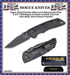 Hogue Knives HO24376 Hogue Deka ABLE Lock Folding Pocket Knife 3-1/4" CPM-MagnaCut Black Cerakote Clip Point Plain Blade, Black Polymer Handles 