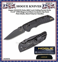 Hogue Knives HO24376 DEKA-BLACK CLIP PT/BLACK HNDL Hogue Deka ABLE Lock Folding Pocket Knife 3-1/4" CPM-MagnaCut Black Cerakote Clip Point Plain Blade, Black Polymer Handles Hogue Knives HO24376 DEKA-BLACK CLIP PT/BLACK HNDL Hogue Deka ABLE Lock Folding Pocket Knife 3-1/4" CPM-MagnaCut Black Cerakote Clip Point Plain Blade, Black Polymer Handles