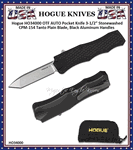 Hogue Knives HO34000 Hogue OTF 3-1/2'' Stonewashed CPM-154 Tanto Plain Blade, Black Aluminum Handled Pocket Knife W-Pocket Clip & Black Zippered Pouch