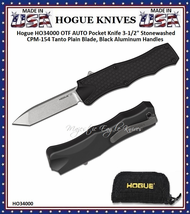 Hogue Knives HO34000 Hogue OTF 3-1/2'' Stonewashed CPM-154 Tanto Plain Blade, Black Aluminum Handled Pocket Knife W-Pocket Clip & Black Zippered Pouch Hogue Knives HO34000 Hogue OTF 3-1/2'' Stonewashed CPM-154 Tanto Plain Blade, Black Aluminum Handled Pocket Knife W-Pocket Clip & Black Zippered Pouch