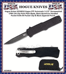 Hogue Knives HO34010 Hogue OTF Automatic 3-1/2" Stonewashed CPM-154 Clip Point Plain Blade, Black Aluminum Handled Pocket Knife W-Pocket Clip & Black Zippered Pouch
