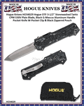 Hogue Knives HO34029 Hogue OTF 3-1/2'' Stonewashed Tanto CPM-S30V Plain Blade, Black G-Mascus Aluminum Handle Pocket Knife W-Pocket Clip & Black Zippered Pouch