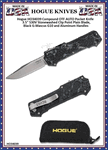 Hogue Knives HO34039 Hogue Compound OTF AUTO Knife 3.5" S30V Stonewashed Clip Point Blade, Black G-Mascus G10 and Aluminum Handles 