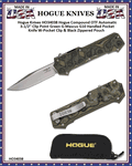Hogue Knives HO34038 Hogue Compound OTF Automatic 3-1/2'' Clip Point Green G-Mascus G10 Handled Pocket Knife W-Pocket Clip & Black Zippered Pouch