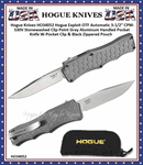 Hogue Knives HO34052 Hogue Exploit OTF Automatic 3-1/2'' CPM-S30V Stonewashed Clip Point Gray Aluminum Handled Pocket Knife W-Pocket Clip & Black Zippered Pouch