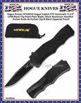 Hogue Knives HO34056 Hogue Exploit OTF Automatic 3-1/2'' CPM-Black Clip Point Plain Blade, Black Aluminum Handled Pocket Knife W-Pocket Clip & Black Zippered Pouch