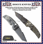Hogue Knives HO34128 Hogue Elishewitz Design  X-A01 3-1/2"  Automatic Black Tanto  Plain Blade Green G-Mascus Handled Pocket Knife