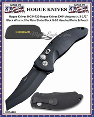 Hogue Knives HO34420 Hogue Knives EX04 Automatic 3-1/2" Black Wharncliffe Plain Blade Black G-10 Handled Knife & Pouch Hogue Knives HO34420 Hogue Knives EX04 Automatic 3-1/2" Black Wharncliffe Plain Blade Black G-10 Handled Knife & Pouch