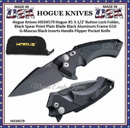 Hogue Knives HO34579 Hogue X5 3-1/2' Button Lock Folder, Black Spear Point Plain Blade Black Aluminum Frame/G10 G-Mascus Black Inserts Handle Flipper Pocket Knife Hogue Knives HO34579 Hogue X5 3-1/2' Button Lock Folder, Black Spear Point Plain Blade Black Aluminum Frame/G10 G-Mascus Black Inserts Handle Flipper Pocket Knife