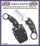 Hogue Knives HO35329 Hogue EX-F03 2-1/4" Hawkbill Plain Blade Neck Knife G10 Solid Black Scales w/Neck & Belt Sheath