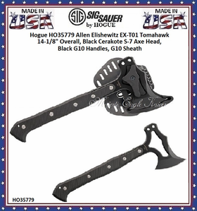 Hogue Knives HO35779 Hogue Allen Elishewitz EX-T01 Tomahawk 14-1/8" Overall, Black Cerakote S-7 Axe Head, Black G10 Handles, G10 Sheath
