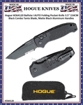 Hogue Knives HO64120 Ballista I AUTO Folding Pocket Knife 3.5" 154CM Black Combo Tanto Blade, Matte Black Aluminum Handles